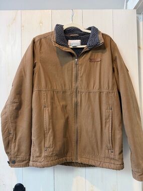 Columbia Brown Canvas Jacket with Gray Sherpa Collar